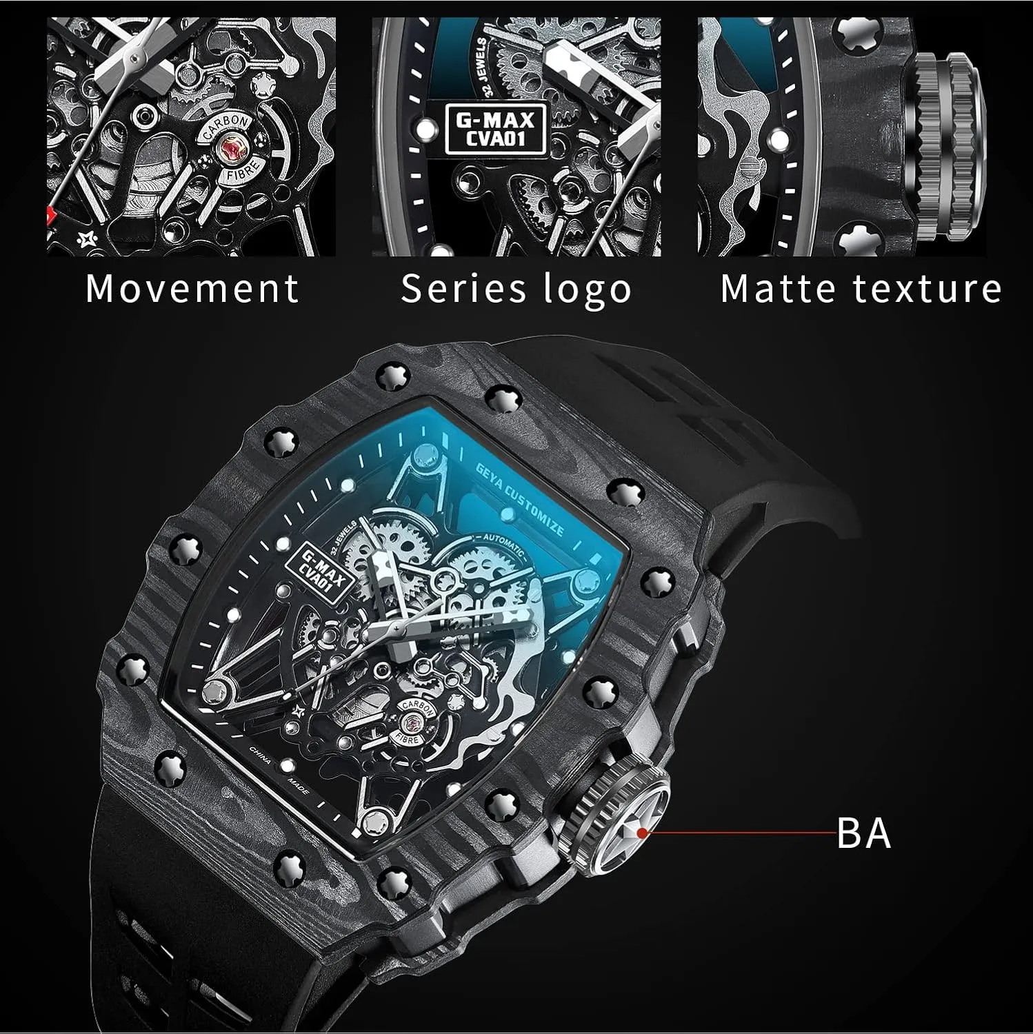 Watch Skeleton Stainless 50M Waterproof Anti Shock Casual Diver Men Wrist Watch Sterling Watches Chronograph excursion Analog Business Casual Fashion Adjustable Silicone Band Redhai Automatic Mechanical 