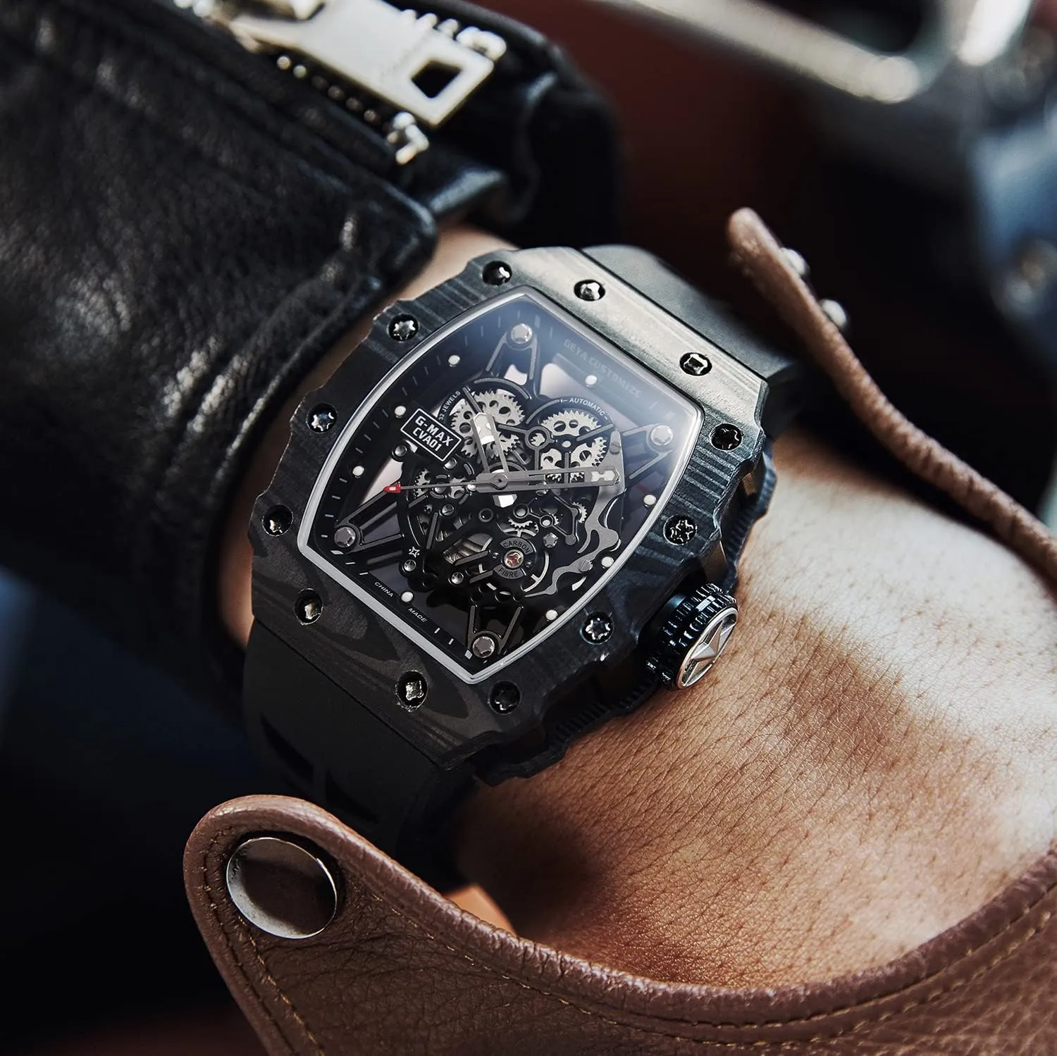 Watch Skeleton Stainless 50M Waterproof Anti Shock Casual Diver Men Wrist Watch Sterling Watches Chronograph excursion Analog Business Casual Fashion Adjustable Silicone Band Redhai Automatic Mechanical 