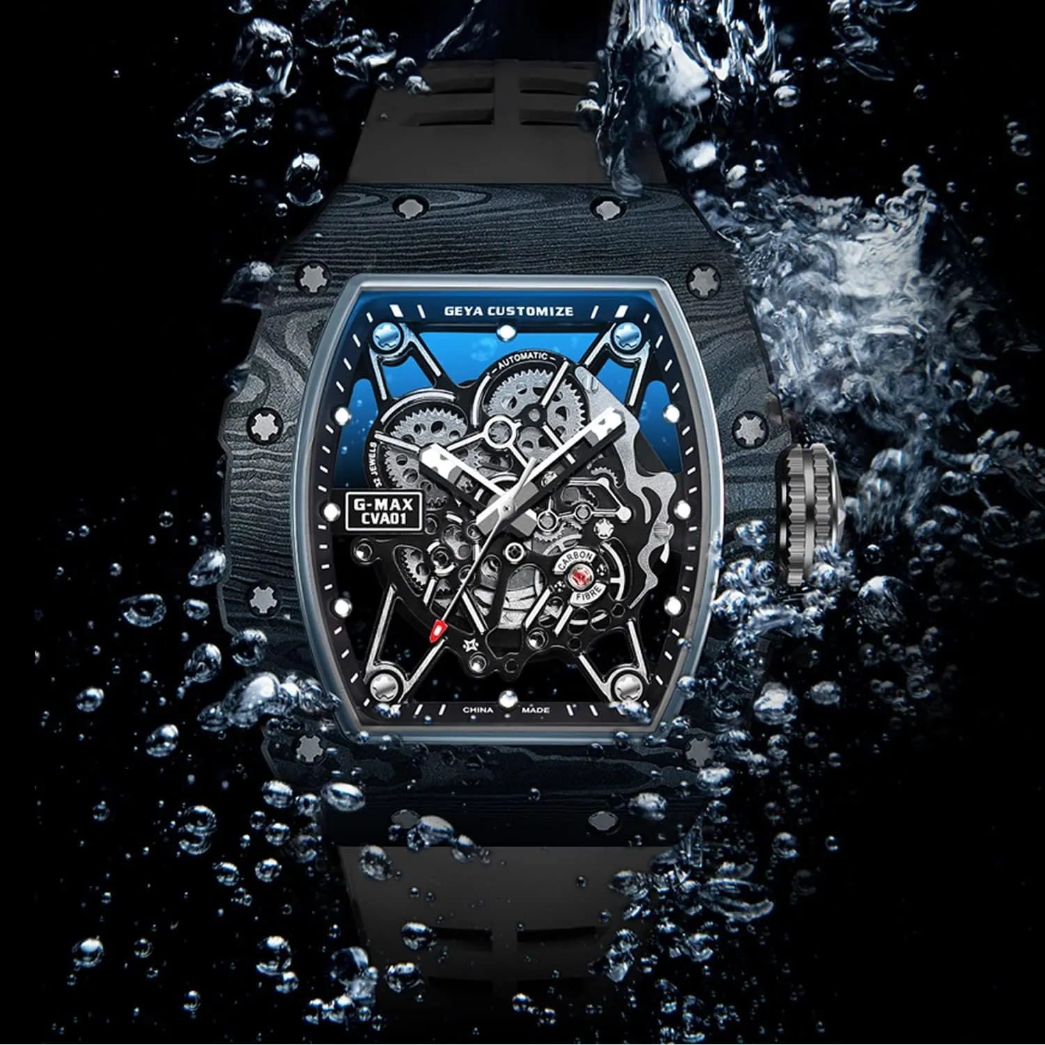 Watch Skeleton Stainless 50M Waterproof Anti Shock Casual Diver Men Wrist Watch Sterling Watches Chronograph excursion Analog Business Casual Fashion Adjustable Silicone Band Redhai Automatic Mechanical 