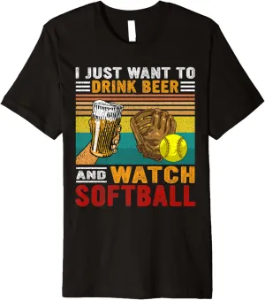 Watch Softball disrepute travel formula Drinkers Premium T-Shirt Retro I Just Want To Drink Beer And 