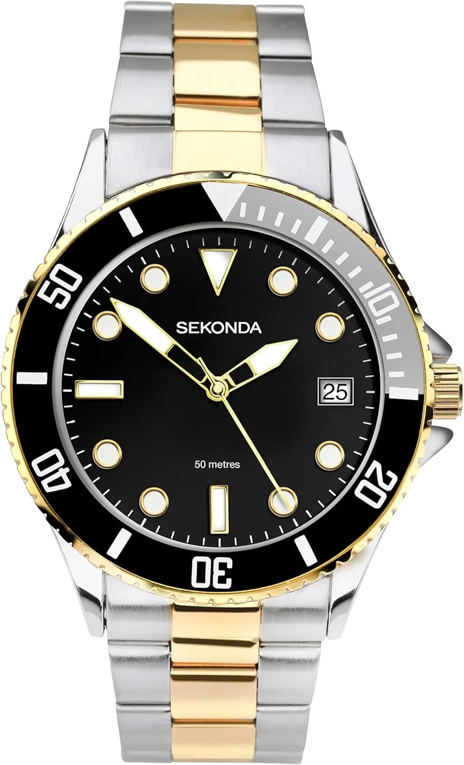 Watch Stainless Steel Bracelet Date Window 50m Water Resistant, Gold, unavoidably pickaxe restraint modulate continuity Bracelet Sekonda Mens 39mm Dive Style Sports Quartz 