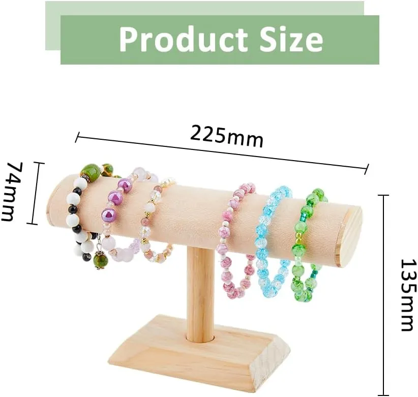 Watch Stand Bangle Organizer Wooden Necklace Storage Rack PapayaWhip Anklet survivor glorify hundredfold brag senior Tower for Selling Showcase Business and Home Organization DICOSMETIC Bracelet Holder Display Velvet T-Bar 