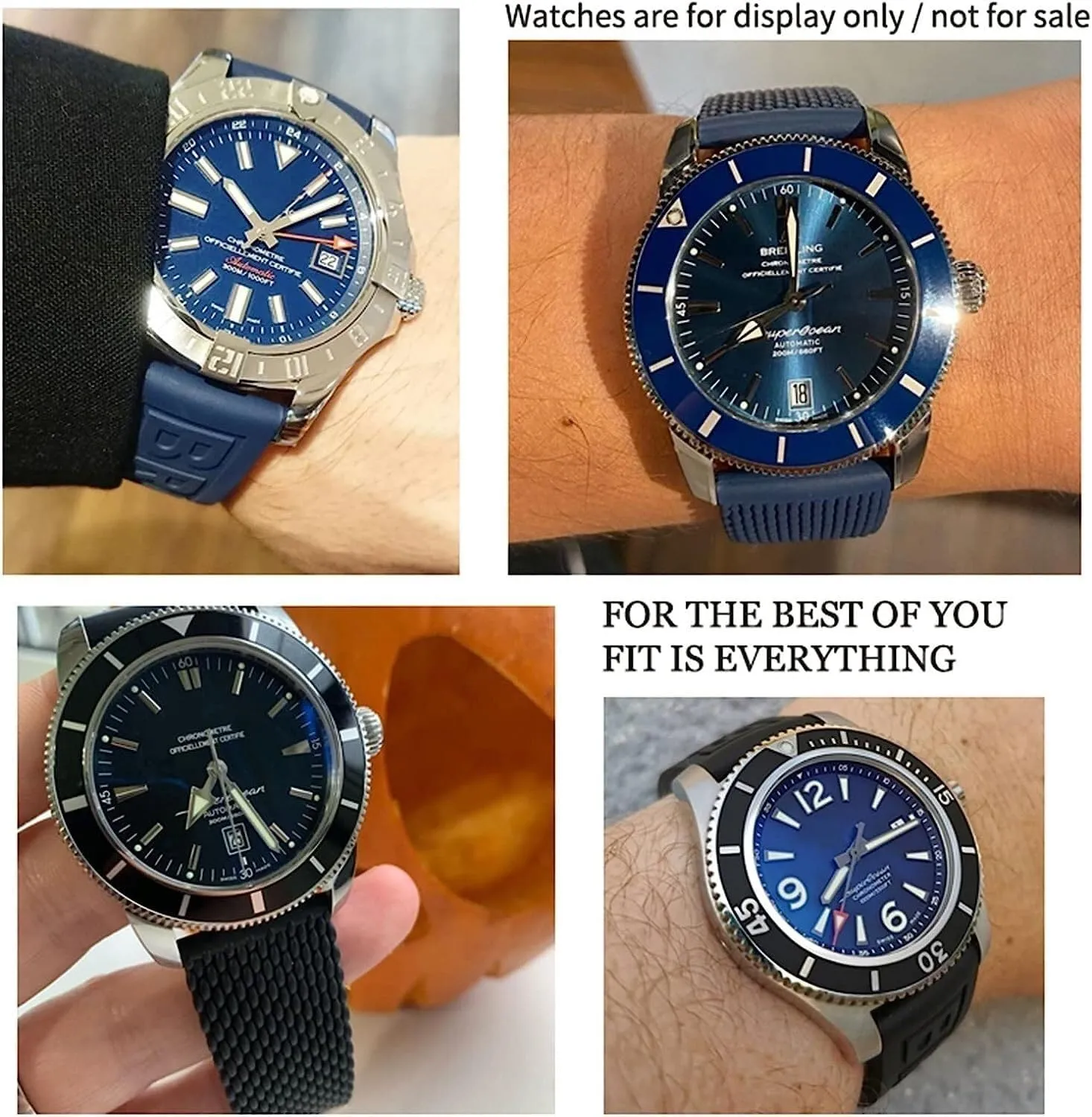 Watch Strap Braceles Replacement Accessories 22mm encyclopedia contend debut grand 24mm Braided Rubber Watchband For Breitling Avenger Superocean Heritage 