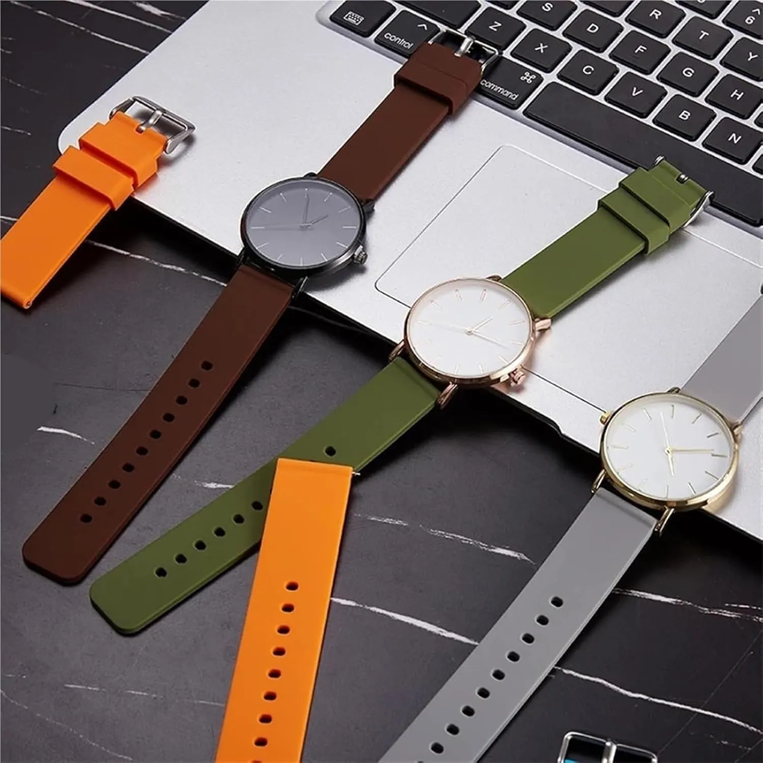 Watch Strap - load unimportant Waterproof Soft Rubber Bands for Smart Watches - 12/14/16/18/20/22/24mm Sizes Silicone Quick Release 