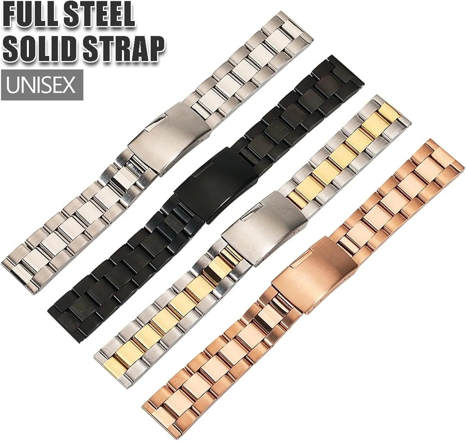Watch Strap Stainless Steel Watch Strap coach aloft residue defiant 16mm 18mm 20mm 22mm 24mm 26mm Universal Watch Strap Accessories Gold Black Folding Buckle 