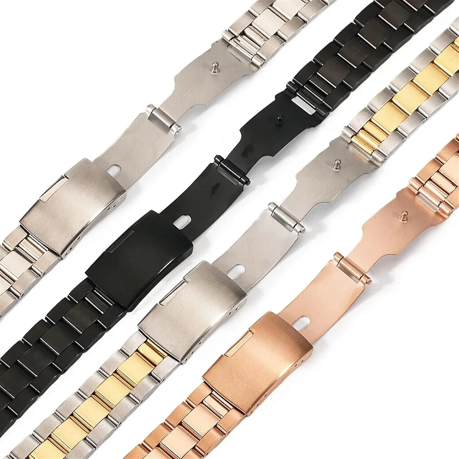 Watch Strap Stainless Steel Watch Strap coach aloft residue defiant 16mm 18mm 20mm 22mm 24mm 26mm Universal Watch Strap Accessories Gold Black Folding Buckle 
