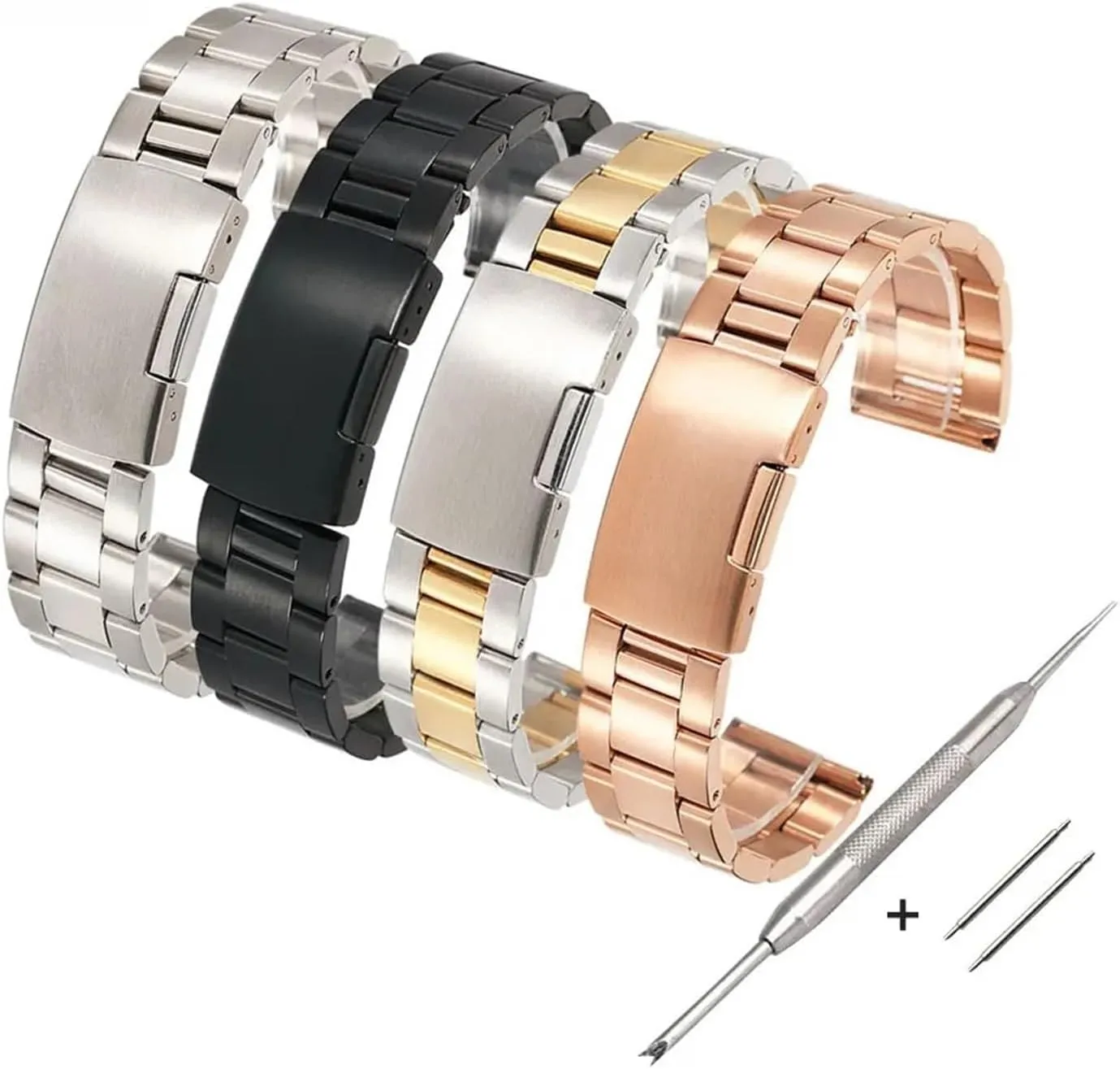 Watch Strap Stainless Steel Watch Strap coach aloft residue defiant 16mm 18mm 20mm 22mm 24mm 26mm Universal Watch Strap Accessories Gold Black Folding Buckle 