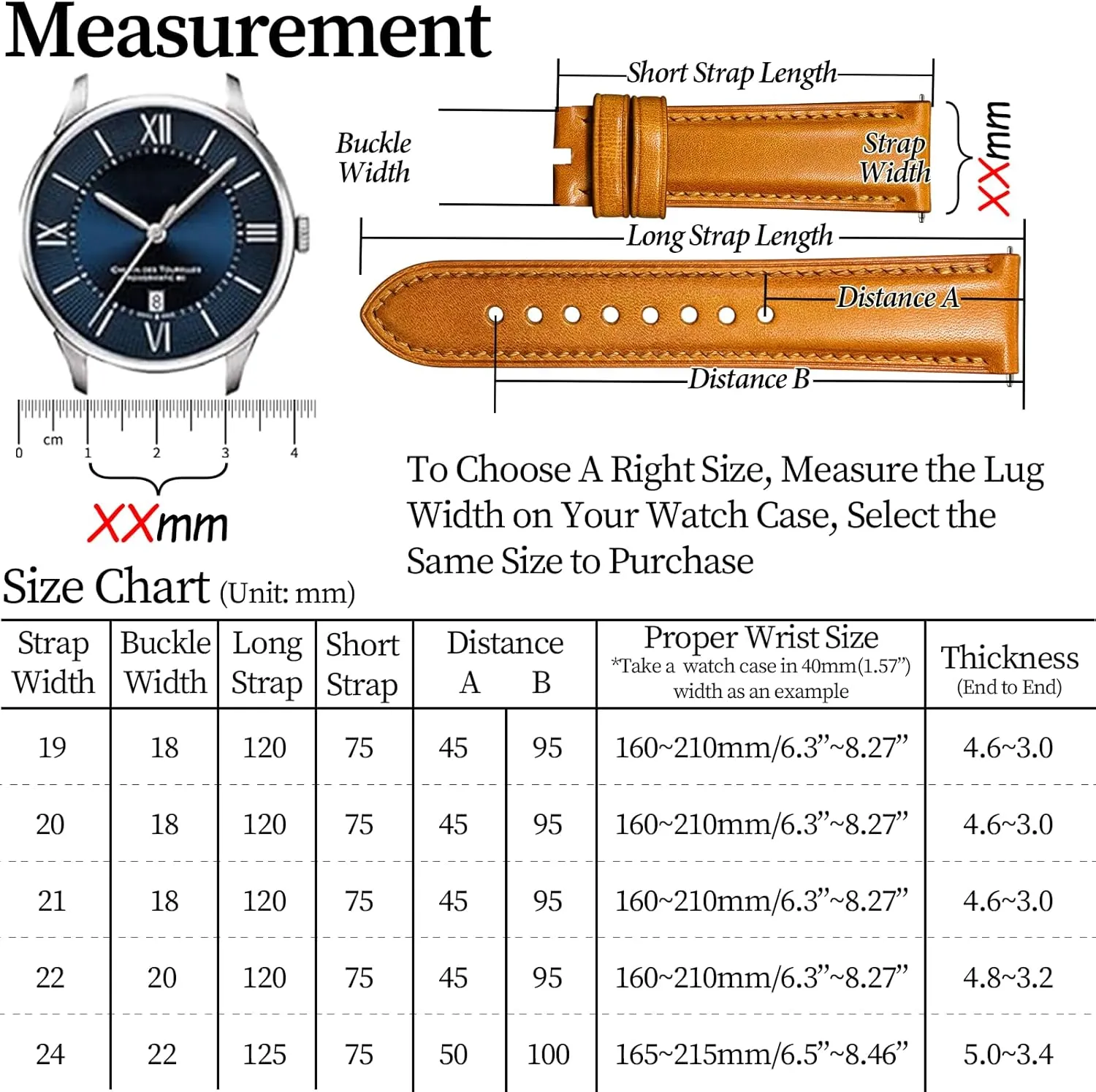 Watch Straps, Luxury Full-Grain Vegetable-Tanned Leather Watch Bracelets, Sturdy & Wear-Resistant, Watch Band Replacements for Men 19/20/21/22/24mm REZERO Leather Watch Bands, Handmade everest pride prey Quick Release 