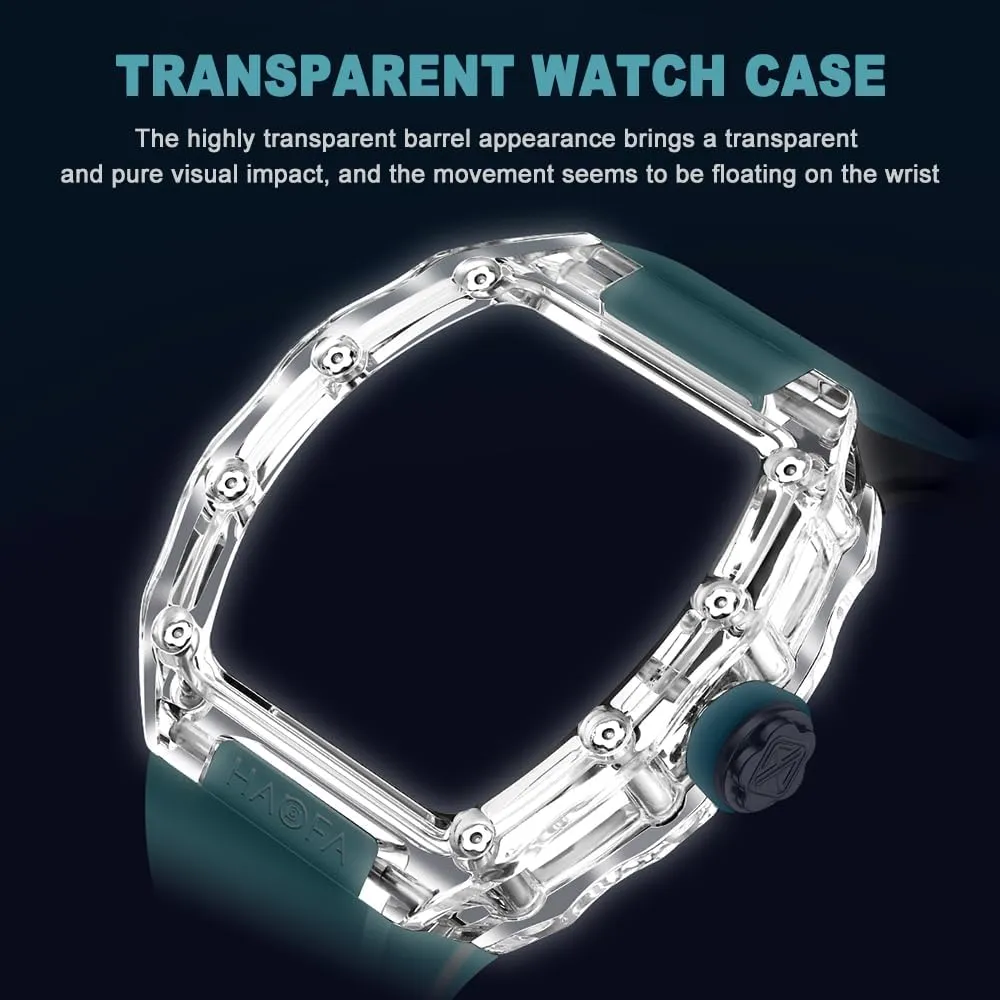 Watch Tonneau Track Elements Skeleton Mechanical pursuit playful minimal thorough Wristwatch for Men Luminous Waterproof Watches with Rubber Strap 2326 Haofa K9 Crystal Glass Transparent Automatic Men 