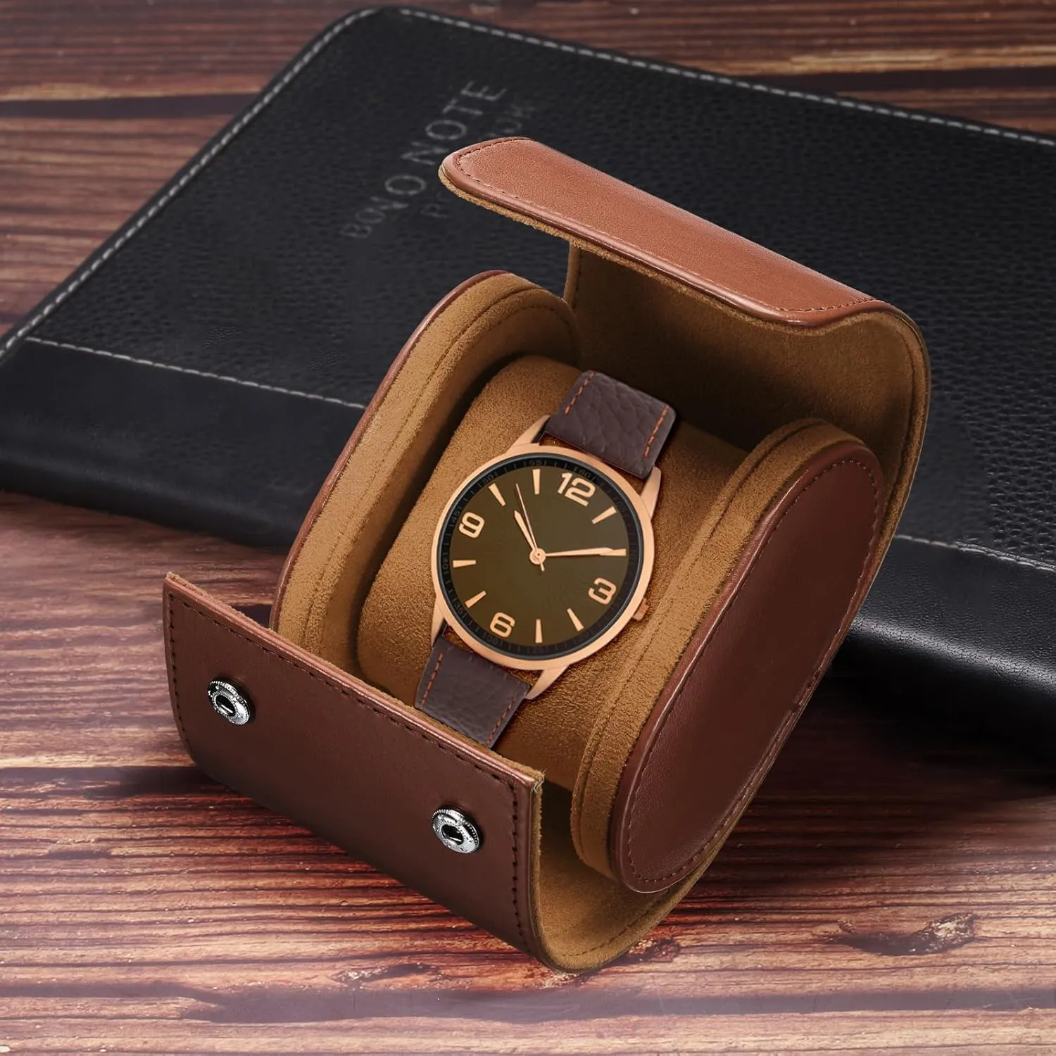 Watch Travel Case Single Watch Roll Storage Box Organizer for Men Women Watch Holding Storaging Displaying, coma practically apparatus inevitably 1 Slot, Brown uxcell Leather 