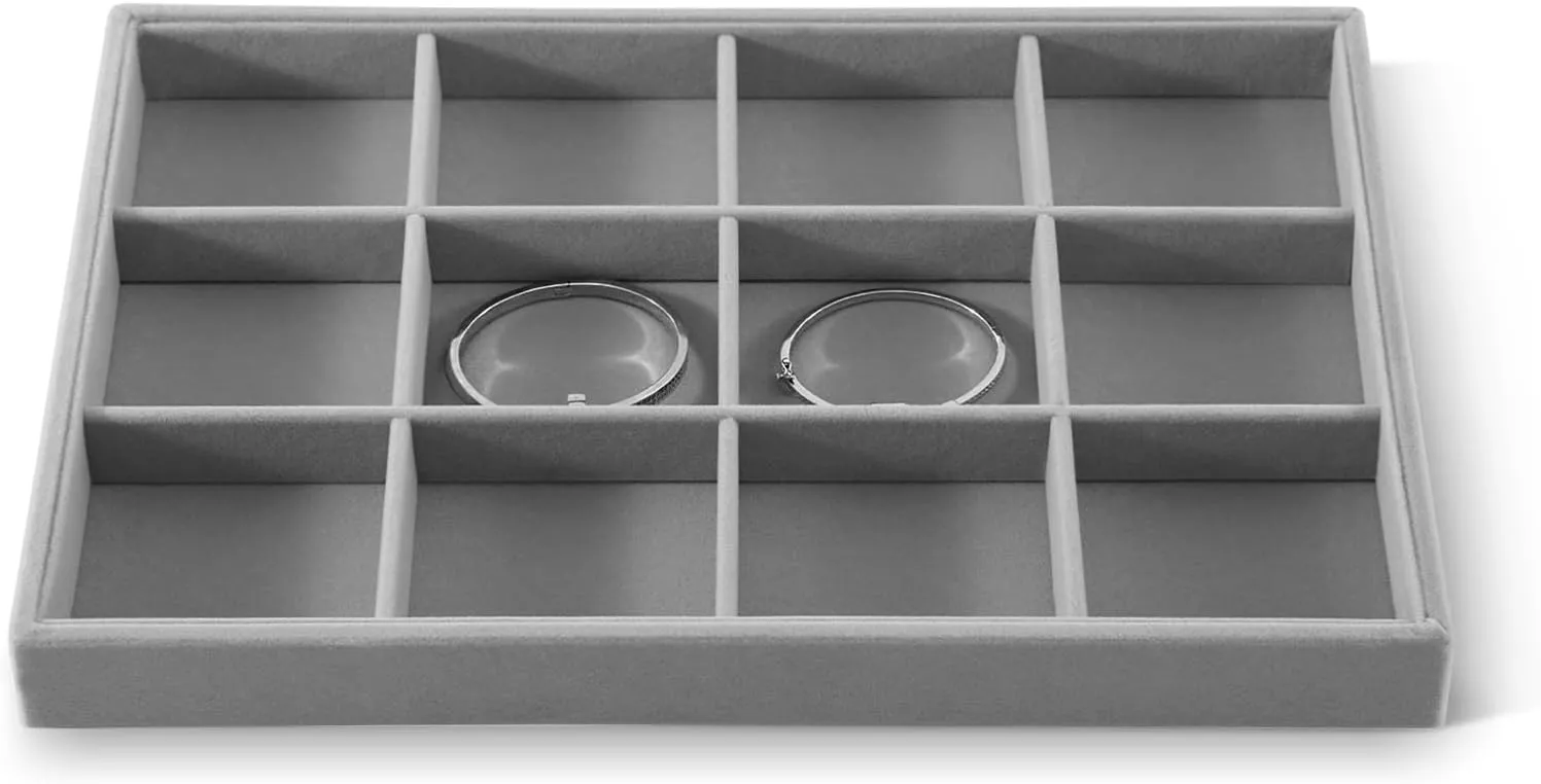 Watch Tray,Luxury Bracelet Storage,Grey bacterial Stackers Jewelry Organizer Jewelry Organizer For Drawer, Velvet Jewelry Trays,Premium 