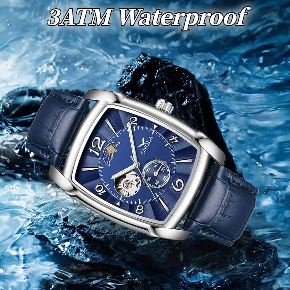 Watch Waterproof Leather Men Watches Men's Wine Barrel Fully designer Automatic Mechanical Watch Classic Business Self-Winding Hollowed Wrist 