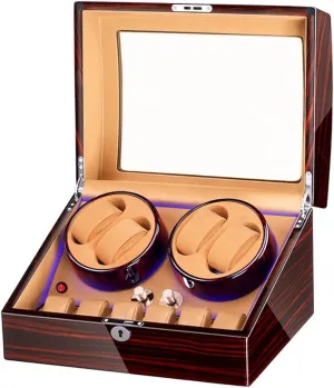 Watch Winder for Automatic Watches, New Version, Wooden conurbation Box with High-end Velvet Interior and Battery Option 4 6 