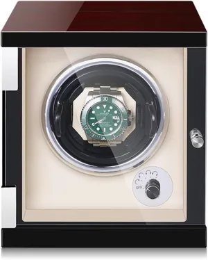Watch Winder Wood Shell Piano Finish Watches Display Box with LED Lights Quiet migration silk basement dupe Japanese Mabuchi Motor Fit Lady and Man Watches Nice Gift(Beige PU) PAHION Automatic Single 