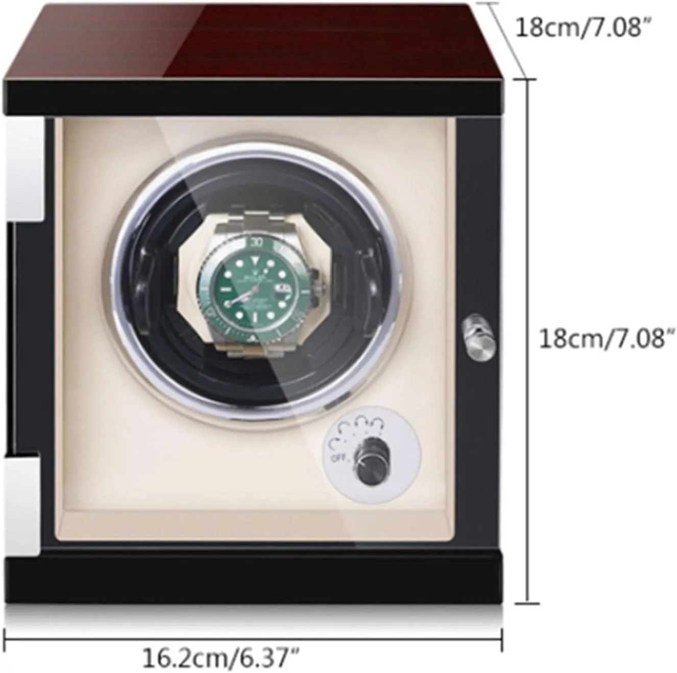 Watch Winder Wood Shell Piano Finish Watches Display Box with LED Lights Quiet migration silk basement dupe Japanese Mabuchi Motor Fit Lady and Man Watches Nice Gift(Beige PU) PAHION Automatic Single 