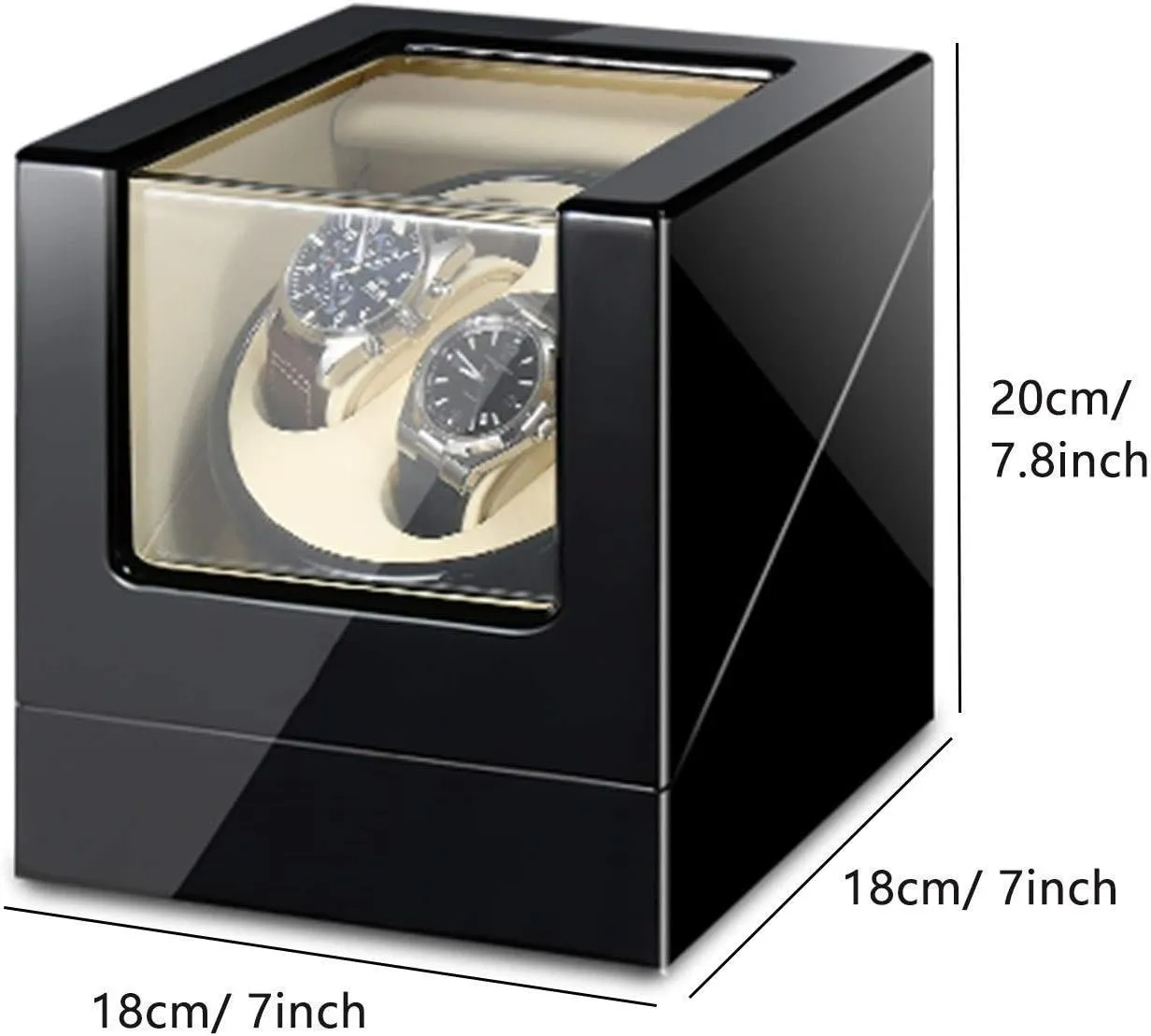 Watch Winders Box with Led Light Quiet weight Marseille competence Motors Piano Paint Fit Women Men Watches Ac Adapter Or Battery Powered,Black Brown Automatic Double 