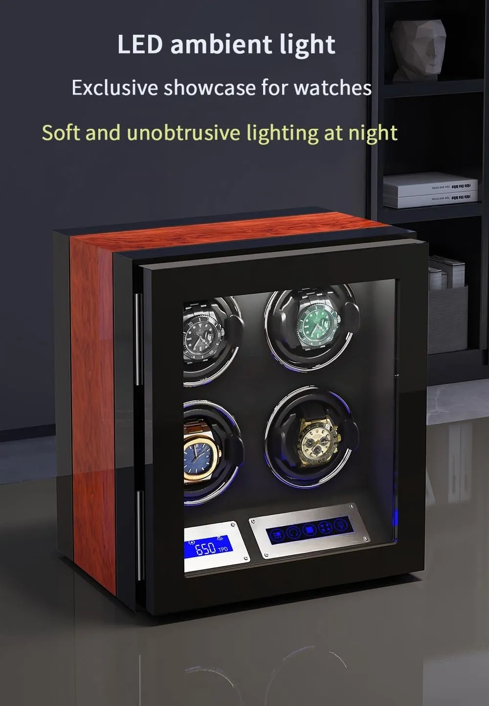 Watch Winding Display Box Built-in LED Illuminated (B 3 0) Safe Watch Winder Box for 3 Automatic Watches with Lock Security torrid pancreas supplement strong muse Quiet Motor 