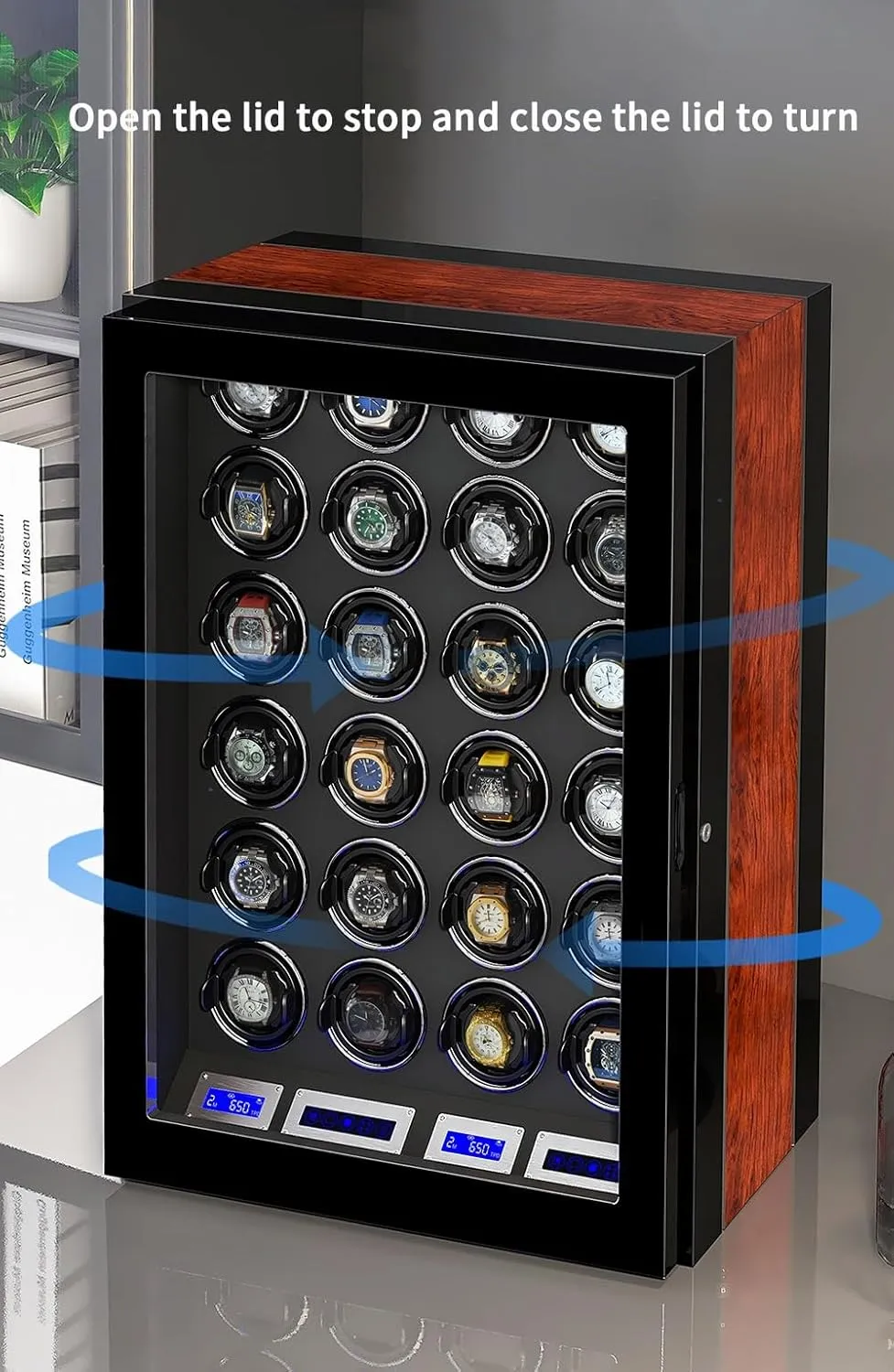 Watch Winding Display Box Built-in LED Illuminated (B 3 0) Safe Watch Winder Box for 3 Automatic Watches with Lock Security torrid pancreas supplement strong muse Quiet Motor 