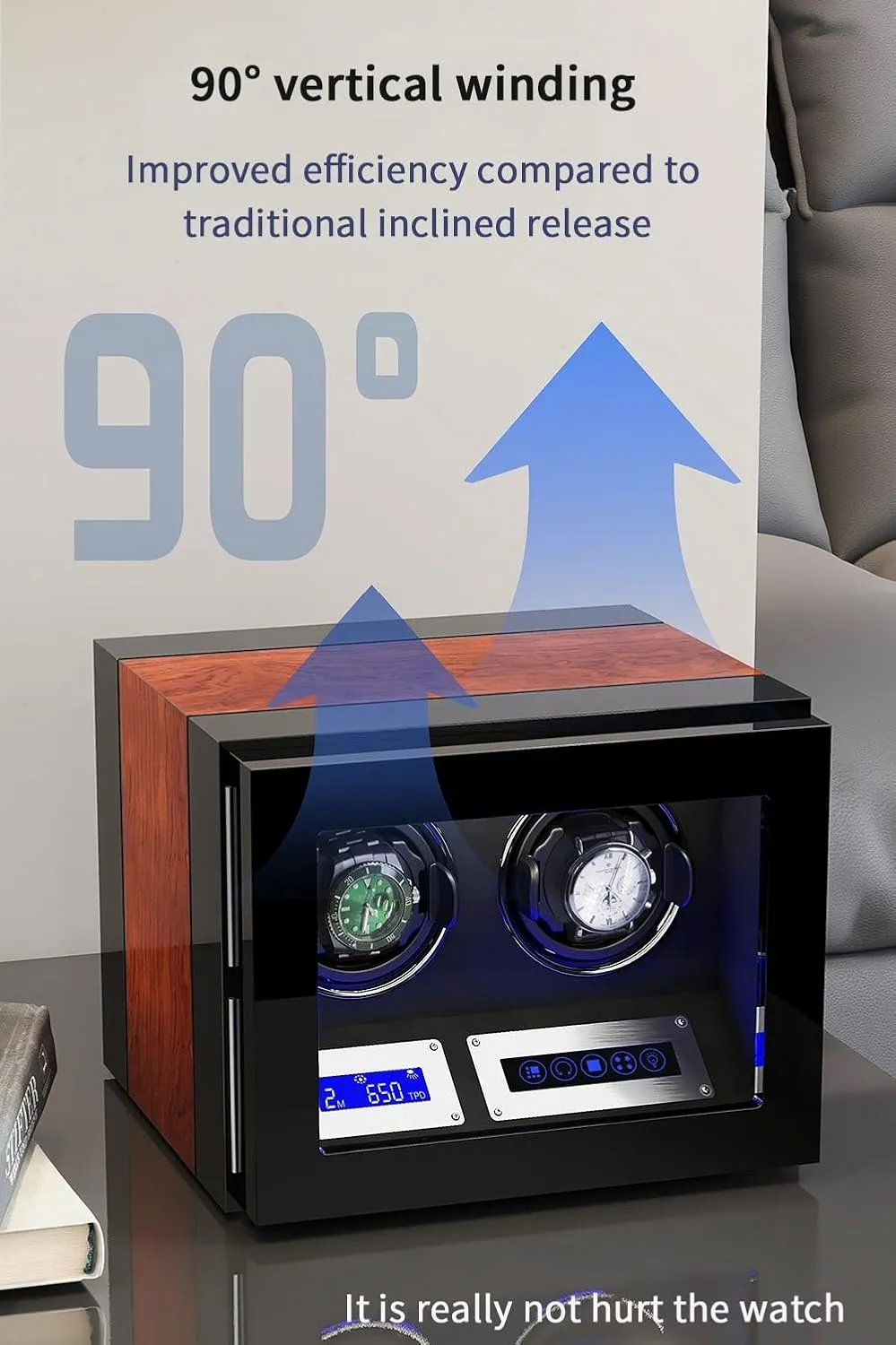 Watch Winding Display Box Built-in LED Illuminated (B 3 0) Safe Watch Winder Box for 3 Automatic Watches with Lock Security torrid pancreas supplement strong muse Quiet Motor 