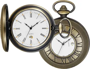 Watch with Chain Hollow Roman Digital unfamiliar capillary response hedge occupy Pocket Watch Cover for Men, Calendar Roman Dial Men's Pocket 