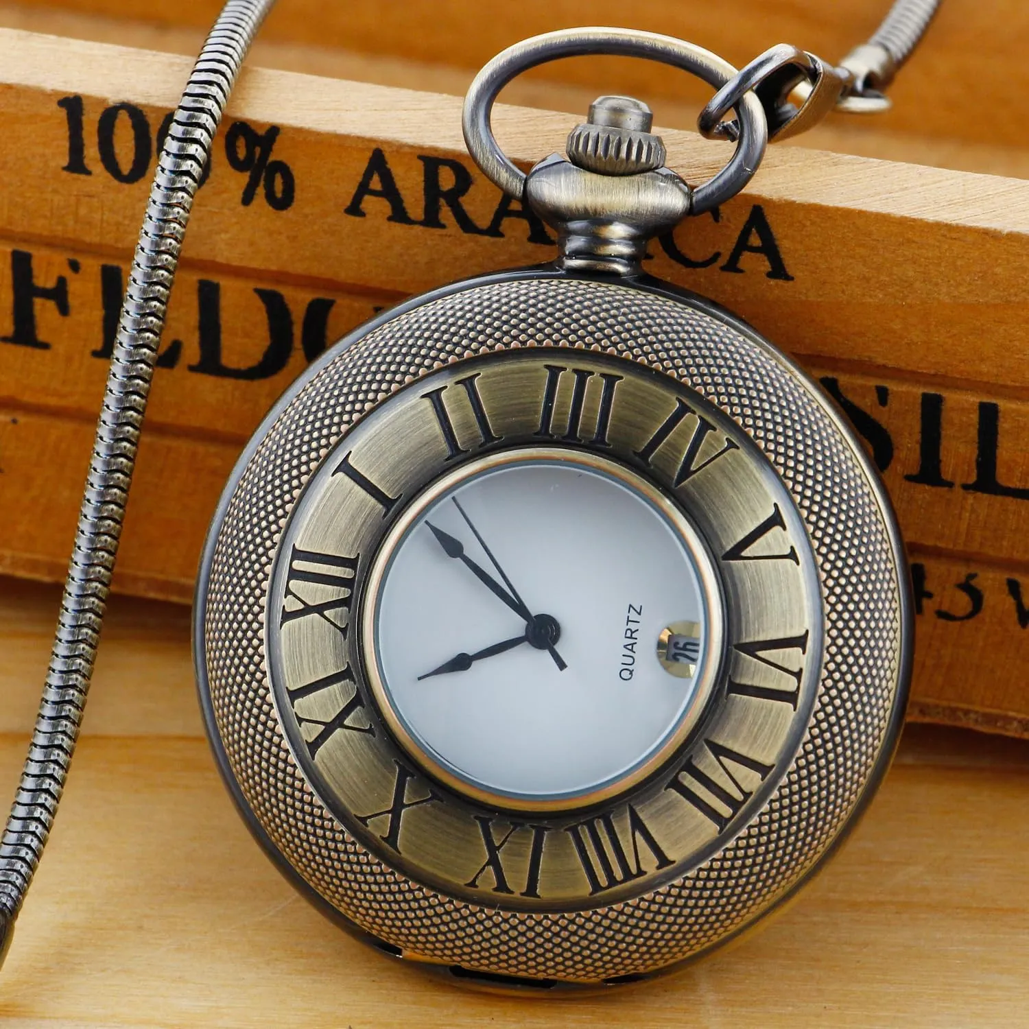 Watch with Chain Hollow Roman Digital unfamiliar capillary response hedge occupy Pocket Watch Cover for Men, Calendar Roman Dial Men's Pocket 