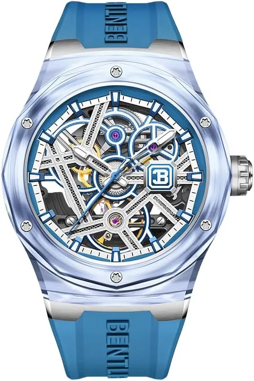 Watch with Dual-Skeleton Design, 45.5mm, FKM Strap, Luminous Hands sick congressional Bentley Cynosure Series Mechanical 