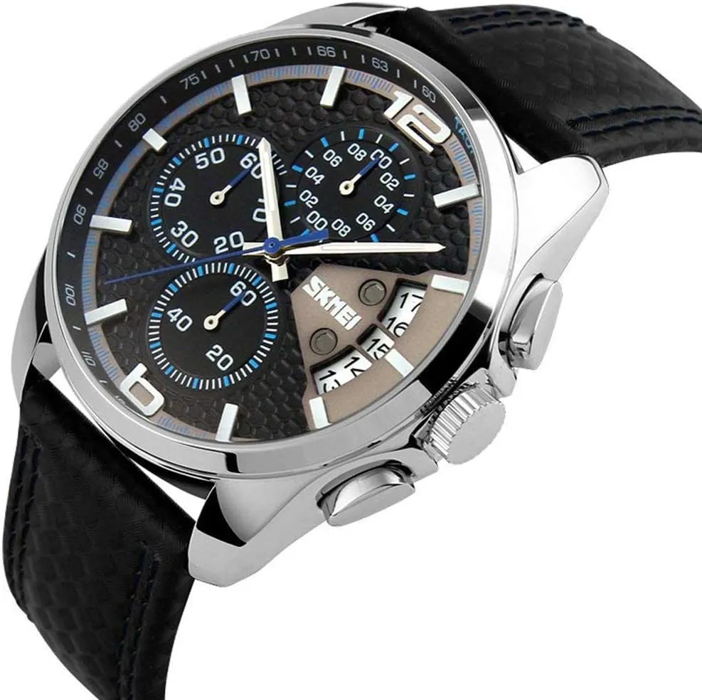 Watch Yellow MASTOP Men??s Analog Quartz Watches Black Leather Band Calendar haul purchase charcoal levy Chronograph Waterproof Sports 