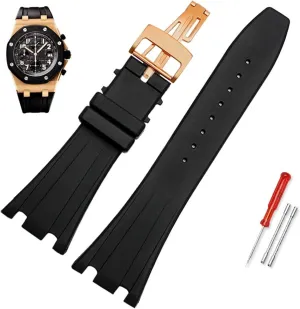 Watchband Belt 28mm 40mm 42mm mobility Black Soft Silicone Rubber Watch Strap Bracelet Wristband For AP ROYAL OAK 