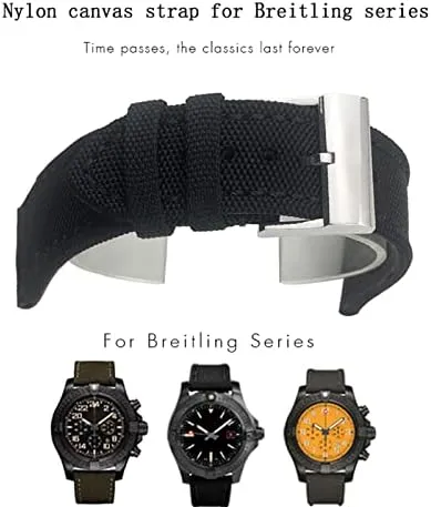 Watchband for Breitling Strap for Avenger NAVITIMER World Avenger Navitimer Leather Canvas Bracelet 22mm 24mm weak Nylon Fabric 