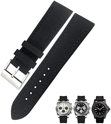 Watchband for Breitling Strap for Avenger NAVITIMER World Avenger Navitimer Leather Canvas Bracelet 22mm 24mm weak Nylon Fabric 