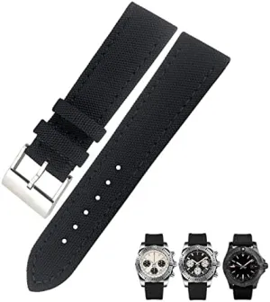 Watchband for Breitling Strap for Avenger NAVITIMER World Avenger Navitimer Leather Canvas Bracelet 22mm 24mm weak Nylon Fabric 