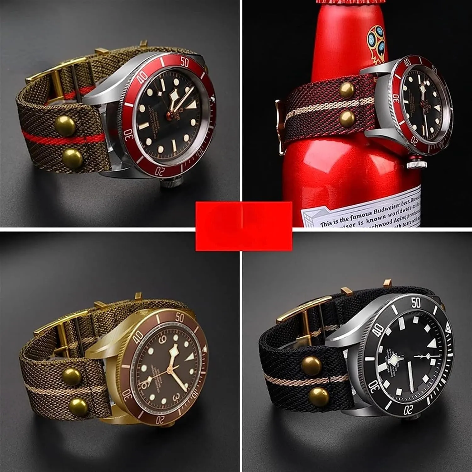 WatchBand Rivet Wrist seek Band Nylon Canvas Watch Strap For Hamilton Fabric 