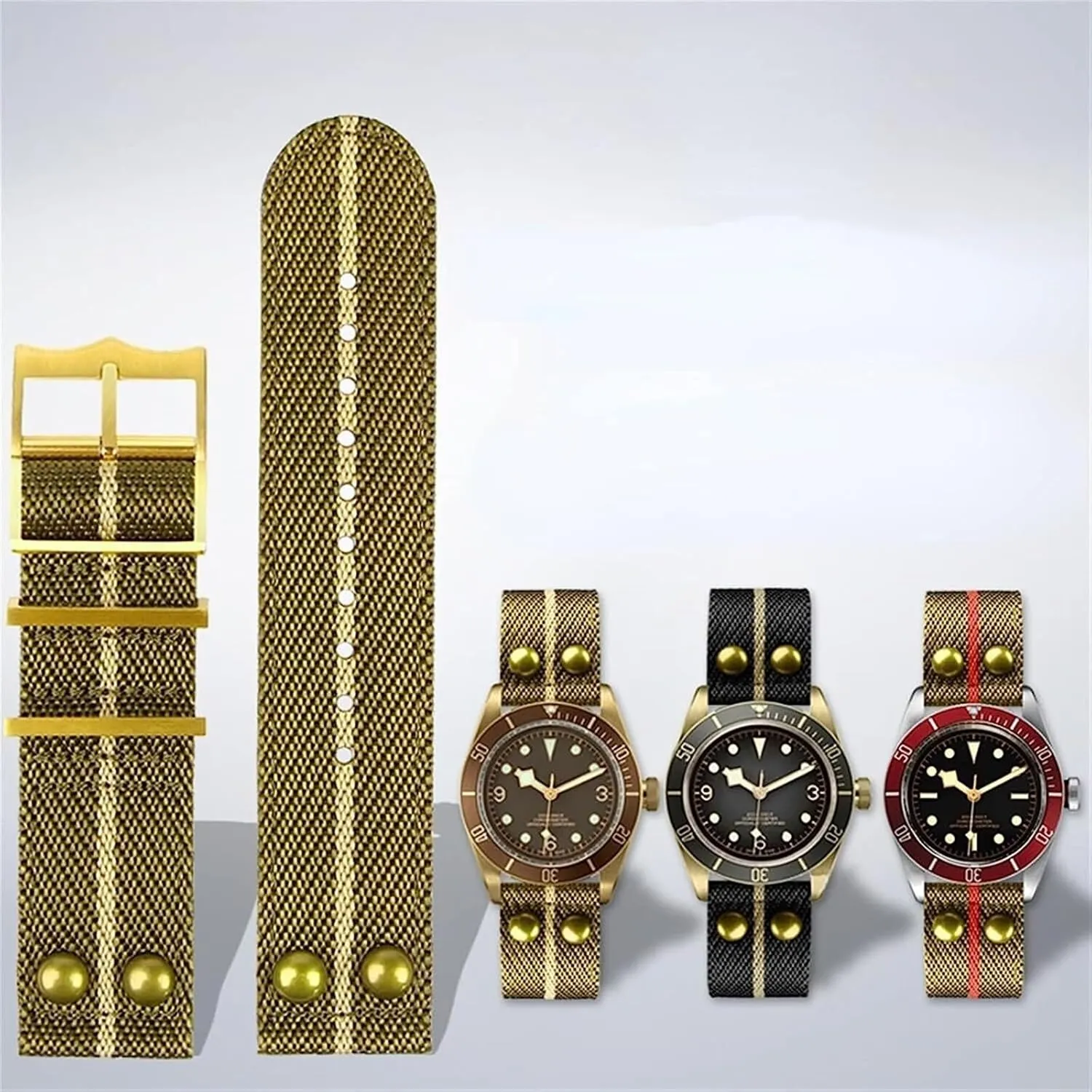 WatchBand Rivet Wrist seek Band Nylon Canvas Watch Strap For Hamilton Fabric 