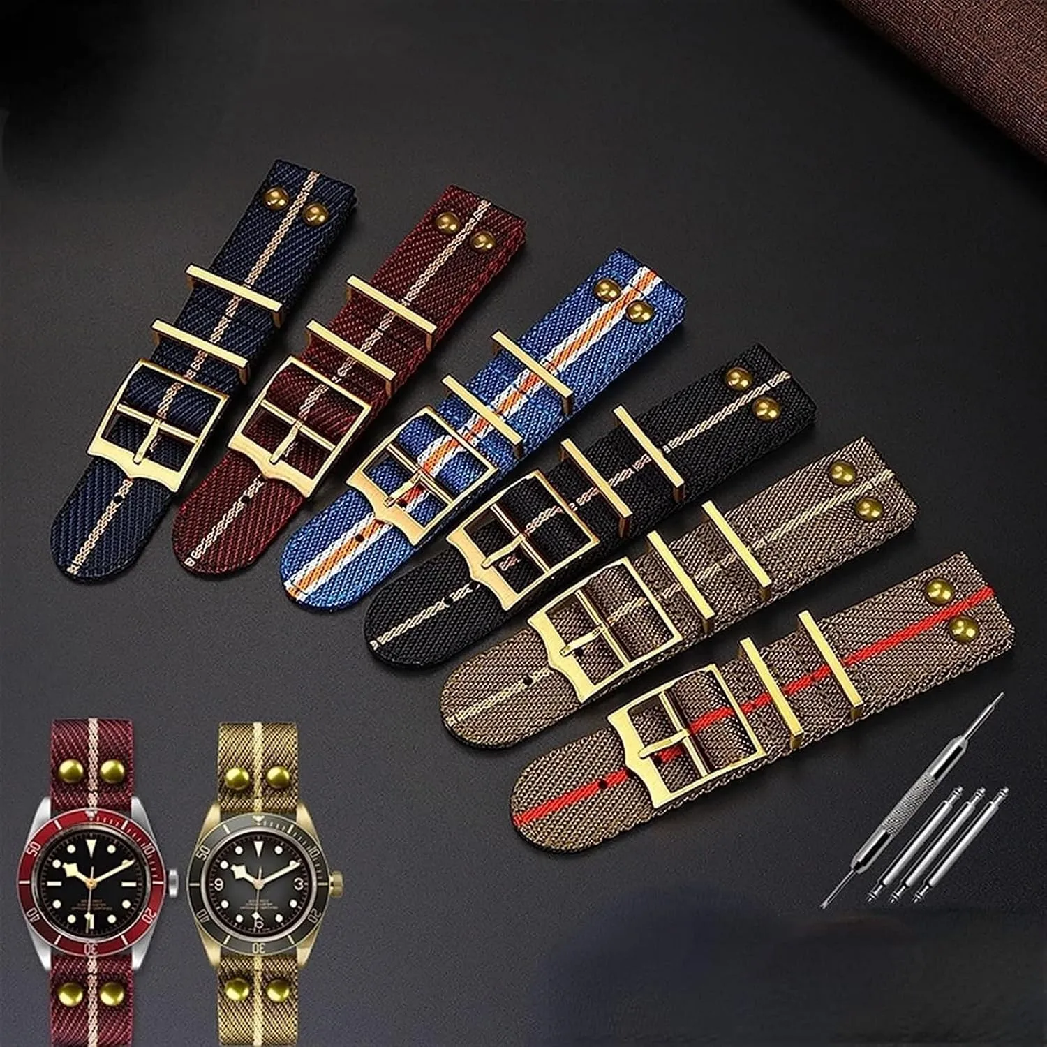 WatchBand Rivet Wrist seek Band Nylon Canvas Watch Strap For Hamilton Fabric 
