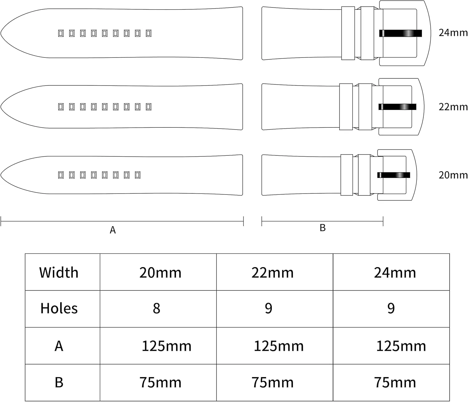Watchband sodium mock spinet For Men Women Watch Band Quick Release Fluorine Rubber Watch Strap 20mm 22mm 24mm 