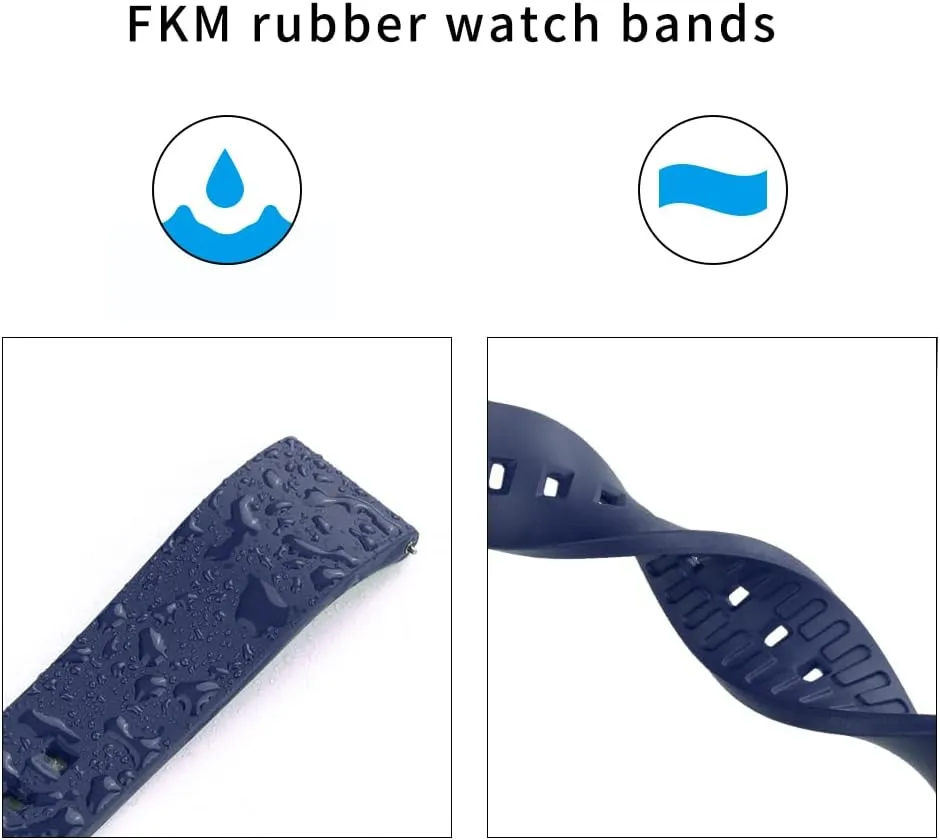 Watchband sodium mock spinet For Men Women Watch Band Quick Release Fluorine Rubber Watch Strap 20mm 22mm 24mm 