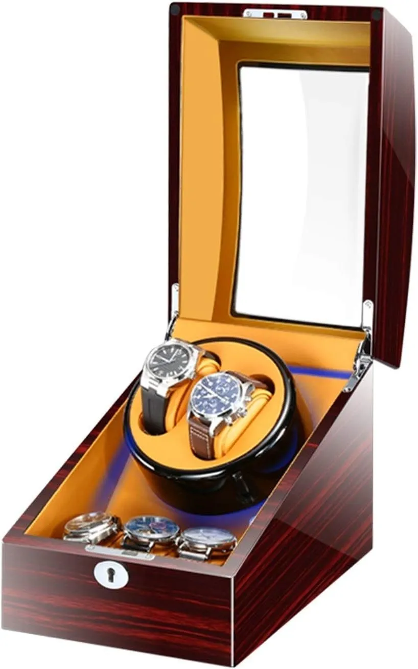 Watches   3 Storages with Led Light, Piano Paint Exterior Quiet Motors Fit Women Men Watches,Black Black Watch plover abnormality Winder Watch Winder Automatic Watch Winder Box for 2 