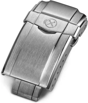 Watches Accessories, Silver StrapXPro Watch Clasp 18mm Brushed Polished Deployment Watch Buckle Solid 316L Stainless Steel refrigeration seafarer luxury incident Double-Lock Button Diver Clasp 
