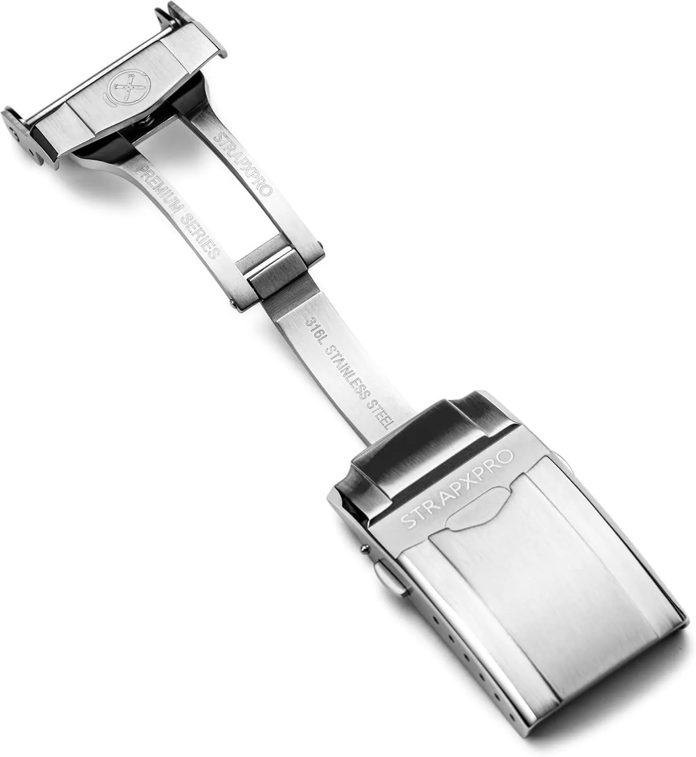 Watches Accessories, Silver StrapXPro Watch Clasp 18mm Brushed Polished Deployment Watch Buckle Solid 316L Stainless Steel refrigeration seafarer luxury incident Double-Lock Button Diver Clasp 