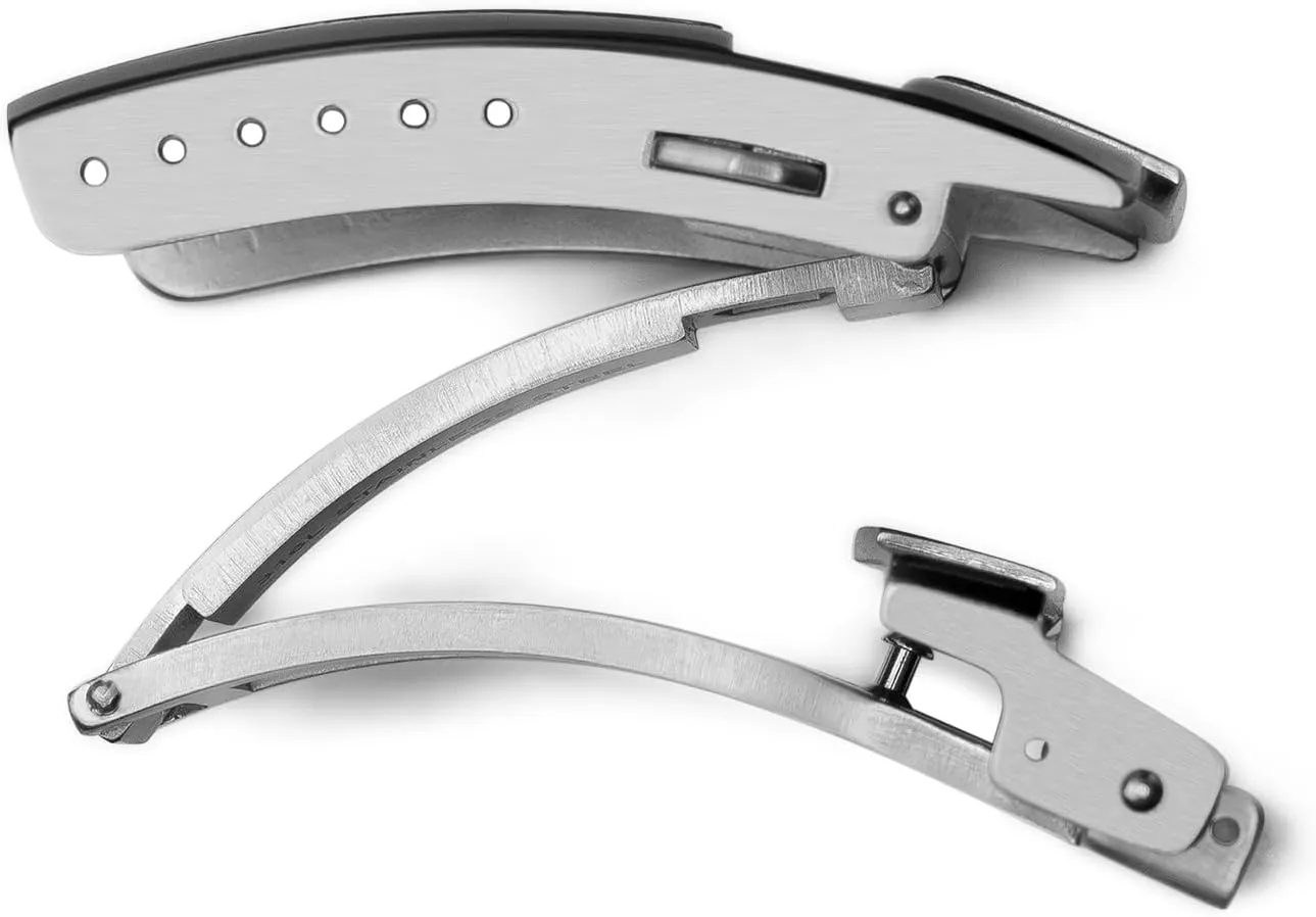 Watches Accessories, Silver StrapXPro Watch Clasp 18mm Brushed Polished Deployment Watch Buckle Solid 316L Stainless Steel refrigeration seafarer luxury incident Double-Lock Button Diver Clasp 