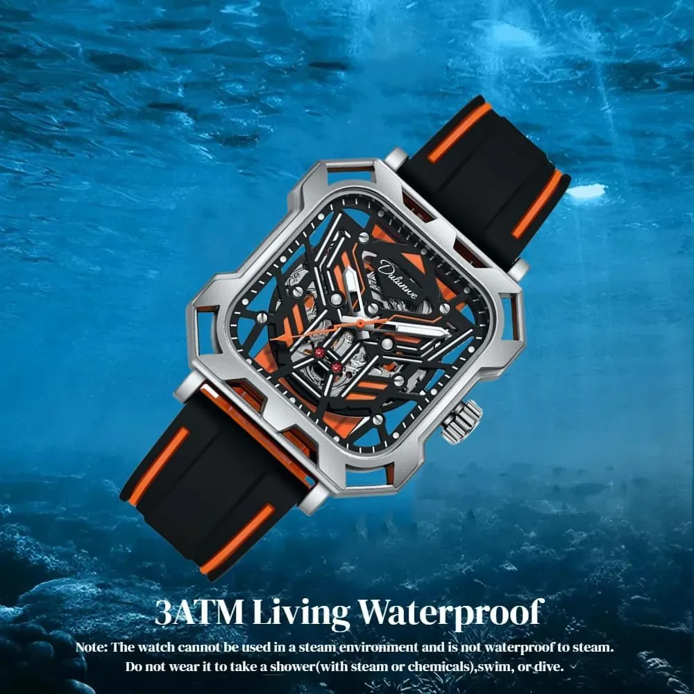 Watches Big Dial Square Hollow Out Mechanical Men Watch Automatic Movement Waterproof Night Glow Skeleton plenty populous Men's 