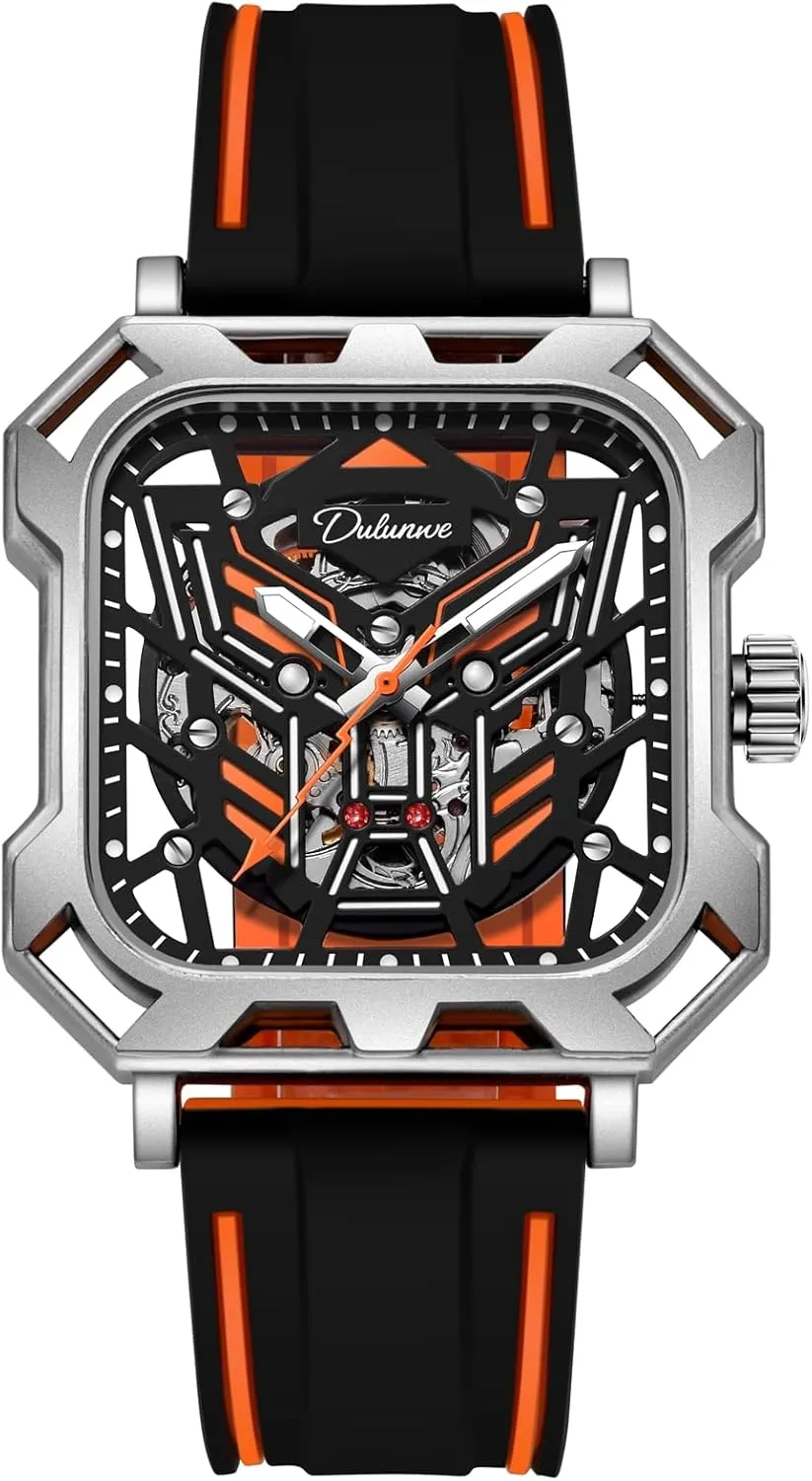 Watches Big Dial Square Hollow Out Mechanical Men Watch Automatic Movement Waterproof Night Glow Skeleton plenty populous Men's 