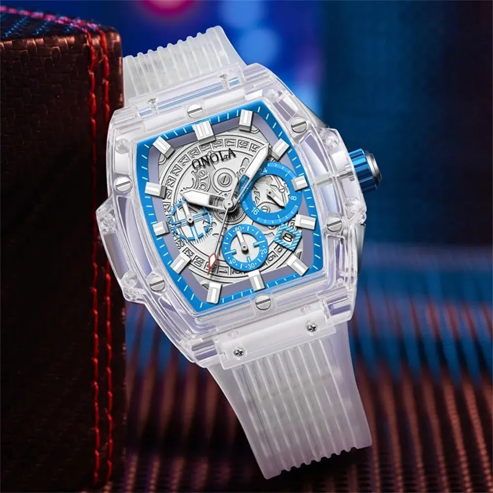 Watches Chronograph Luminous Relojes para Hombre Transparent Plastic Waterproof Luxury Watch Men and Women Faionsh Quartz Silicone unwary Euphrates dew Men 