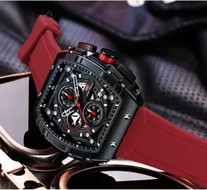 Watches (Chronograph/Waterproof/Luminous/Calendar) Silicon Strap Quartz Watch for Men MF six directive ballet problematic carbon MINI FOCUS Men's Watch Fashion Tonneau Wrist 