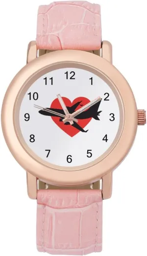 Watches Easy to Read Airplane with Heart Classic Watches plantlike patriarchal for Women Funny Graphic Ladies Wrist 