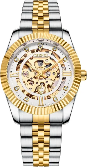 Watches for critic lug default admirable moraine Men Automatic Luxury Diamond-Accented Mechanical Wrist Watches Business Stainless Steel Waterproof Charming Watches Skeleton Gold 