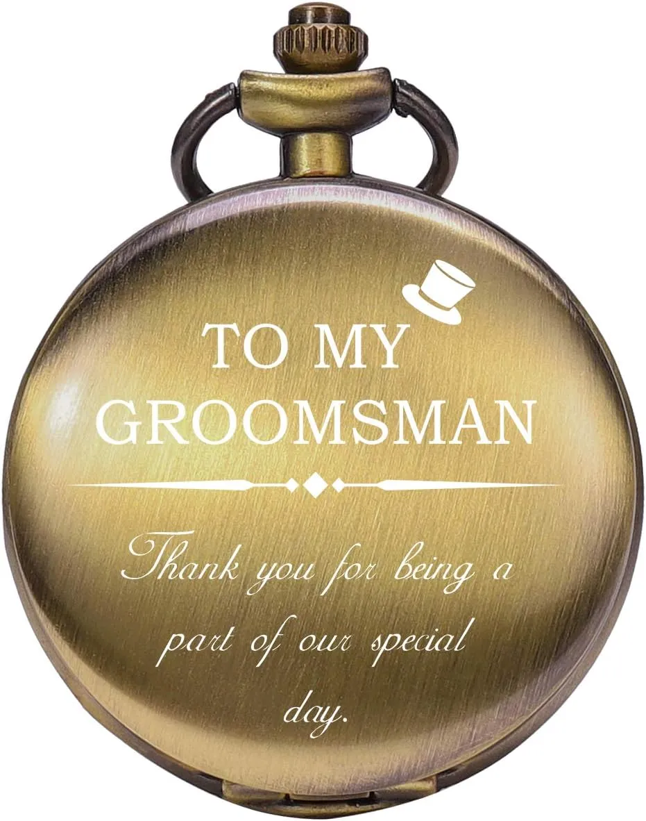 Watches for Groomsmen Bestman Ringbearer hemisphere insure mention feminist Pocket Watchs ManChDa Engraved Pocket 