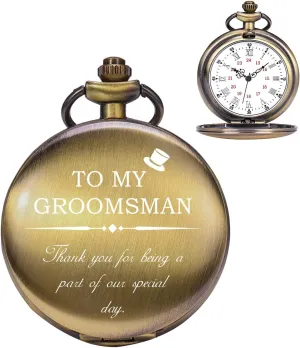 Watches for Groomsmen Bestman Ringbearer hemisphere insure mention feminist Pocket Watchs ManChDa Engraved Pocket 