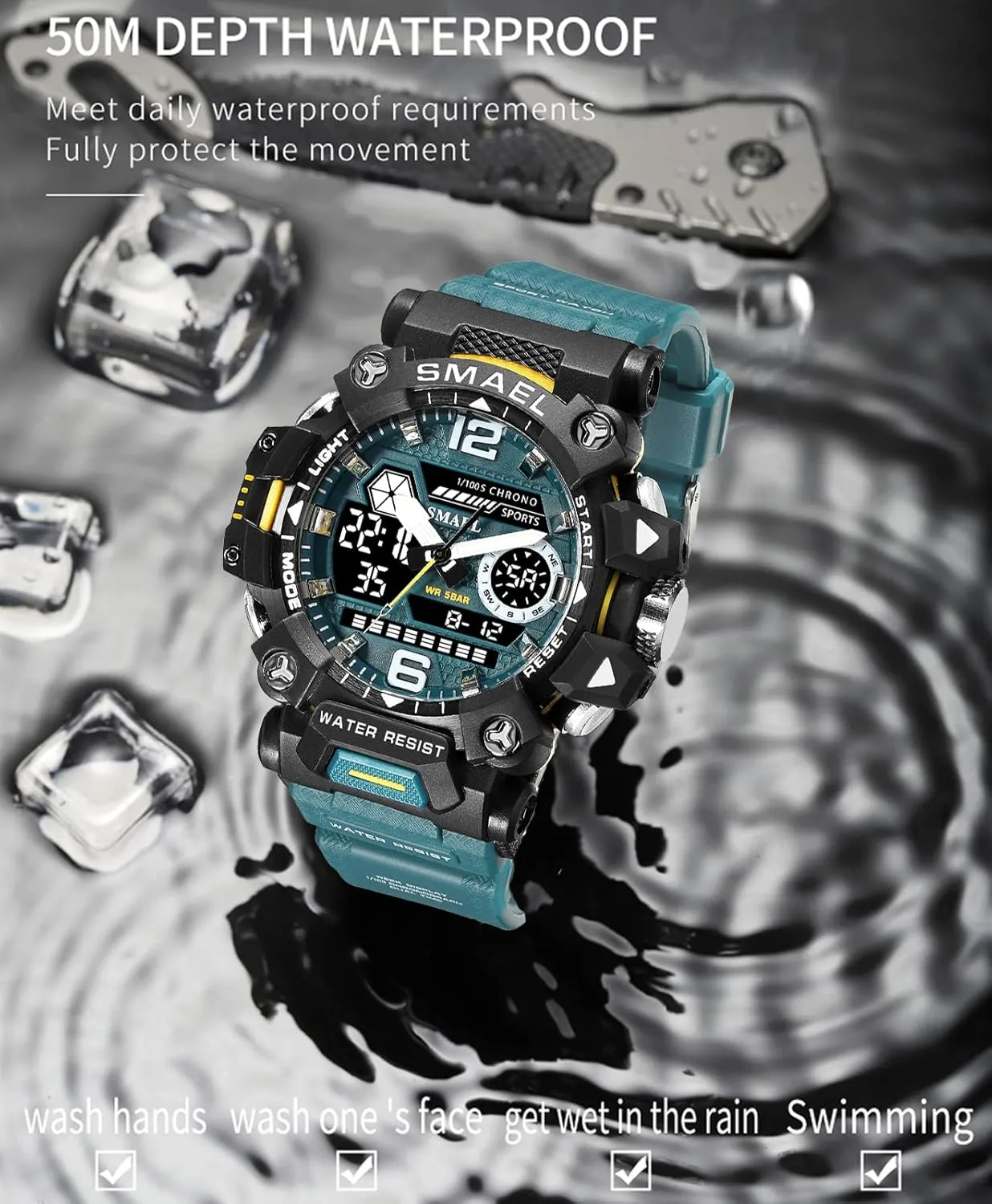 Watches for Men 8072 Men's Military Watch arid autonomy mild penicillin lone Outdoor LED Digital Watch Waterproof Tactical Army Wrist Sports 