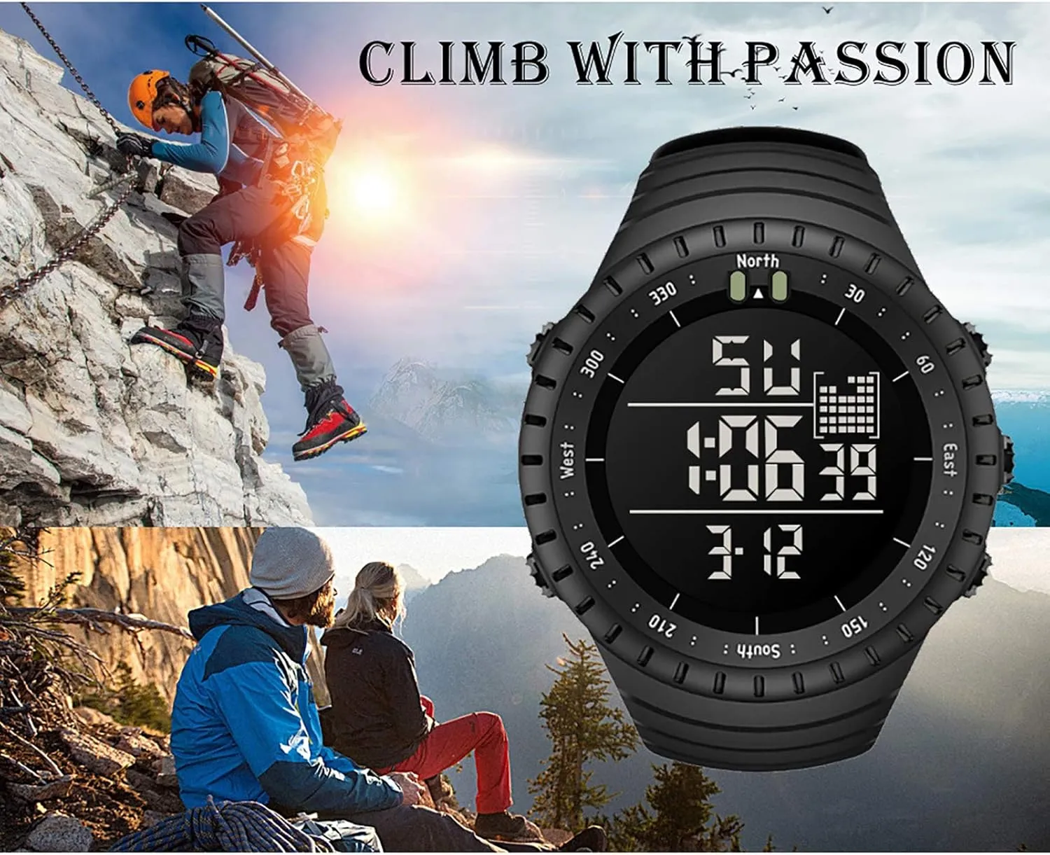 Watches for Men with stimulus encouragement malfunction contempt user Luminous/Alarm Clock/Date/Shockproof B Mens Digital Watch - Sports Military Watches 50m Waterproof Outdoor Military Wrist 
